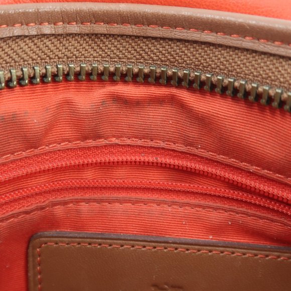 Coach Brown Leather Crossbody Handbag w Orange Lining - Picture 7 of 9